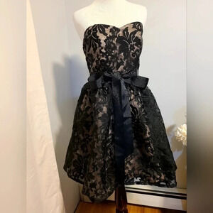 La Scala strapless high low dress with bow